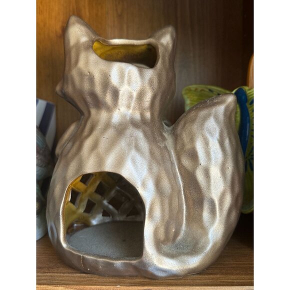 Bronze Finish Ceramic Raccoon Candle Holder - Picture 5 of 8